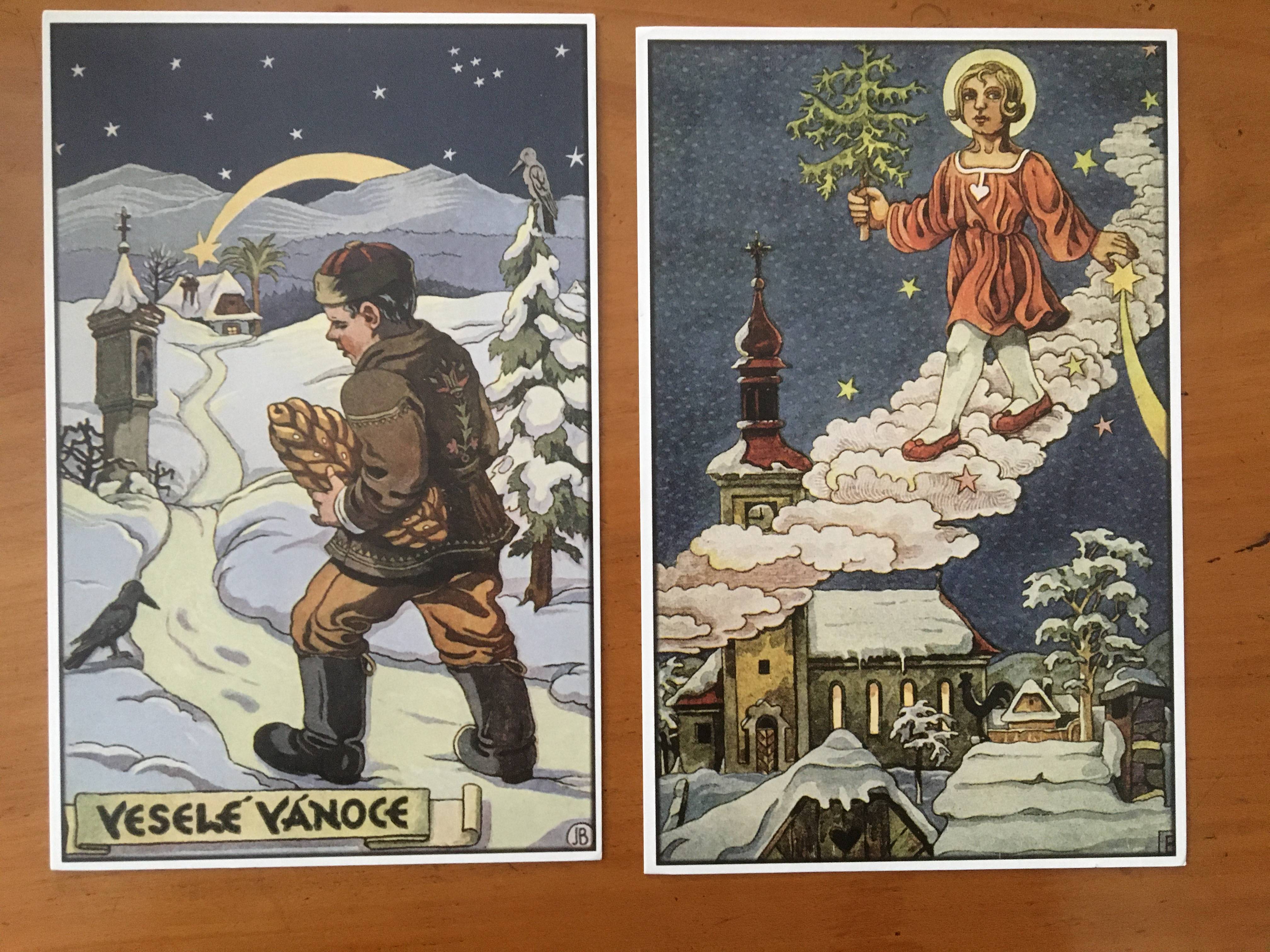 Vends 2 jolies cartes de vœux Noël vintage