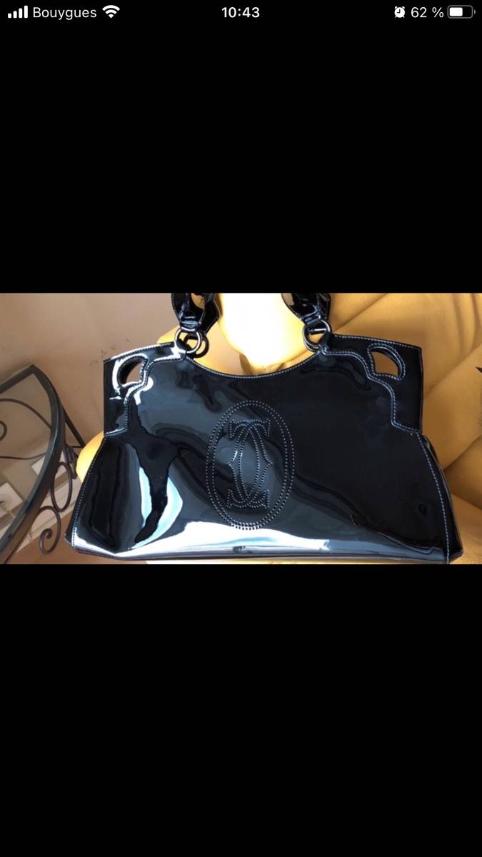 Sac Cartier Marcello grand modèle en cuir vernis noir bon état