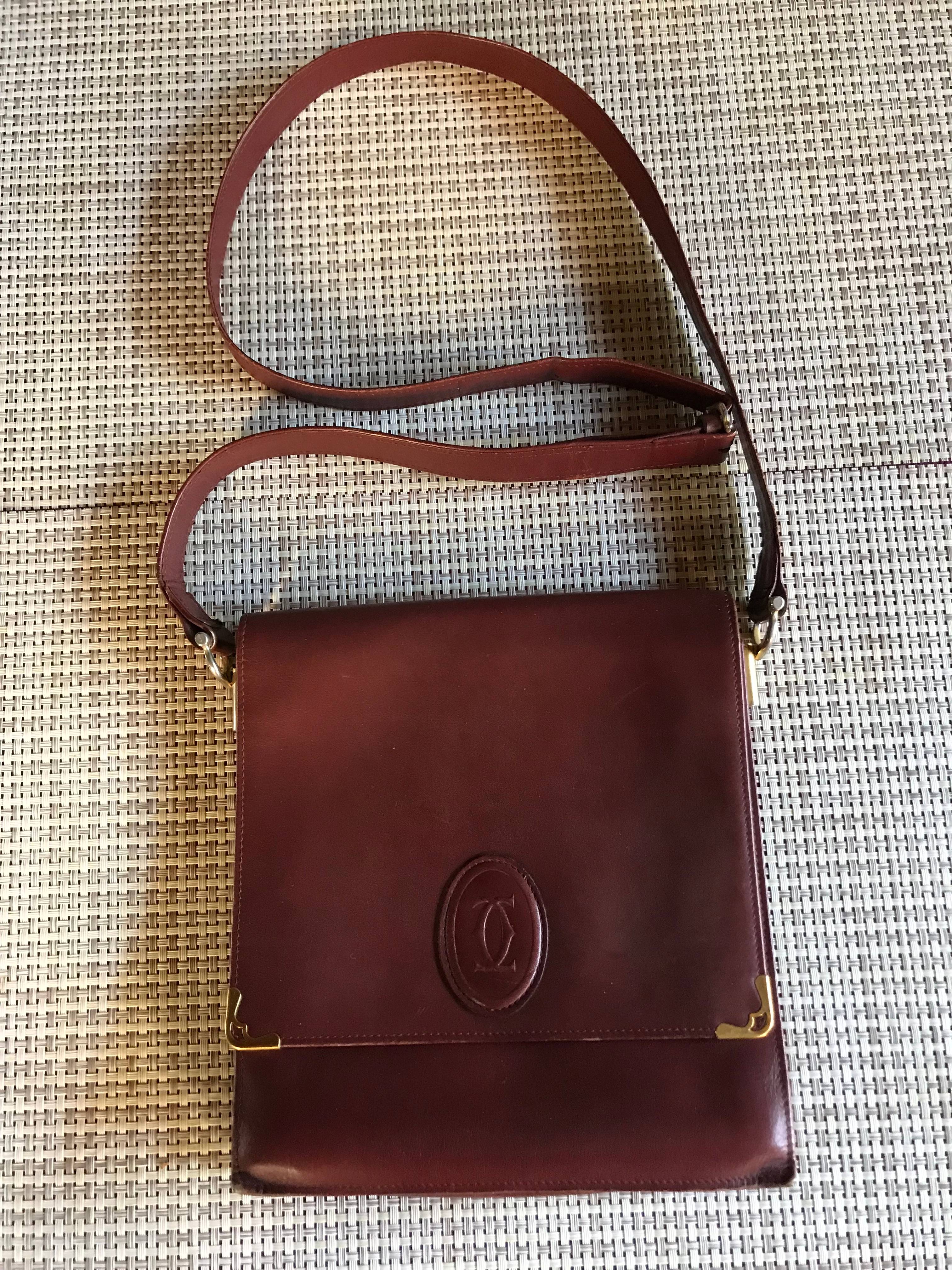 Sac Cartier Vintage 1975 - Cuir bordeaux