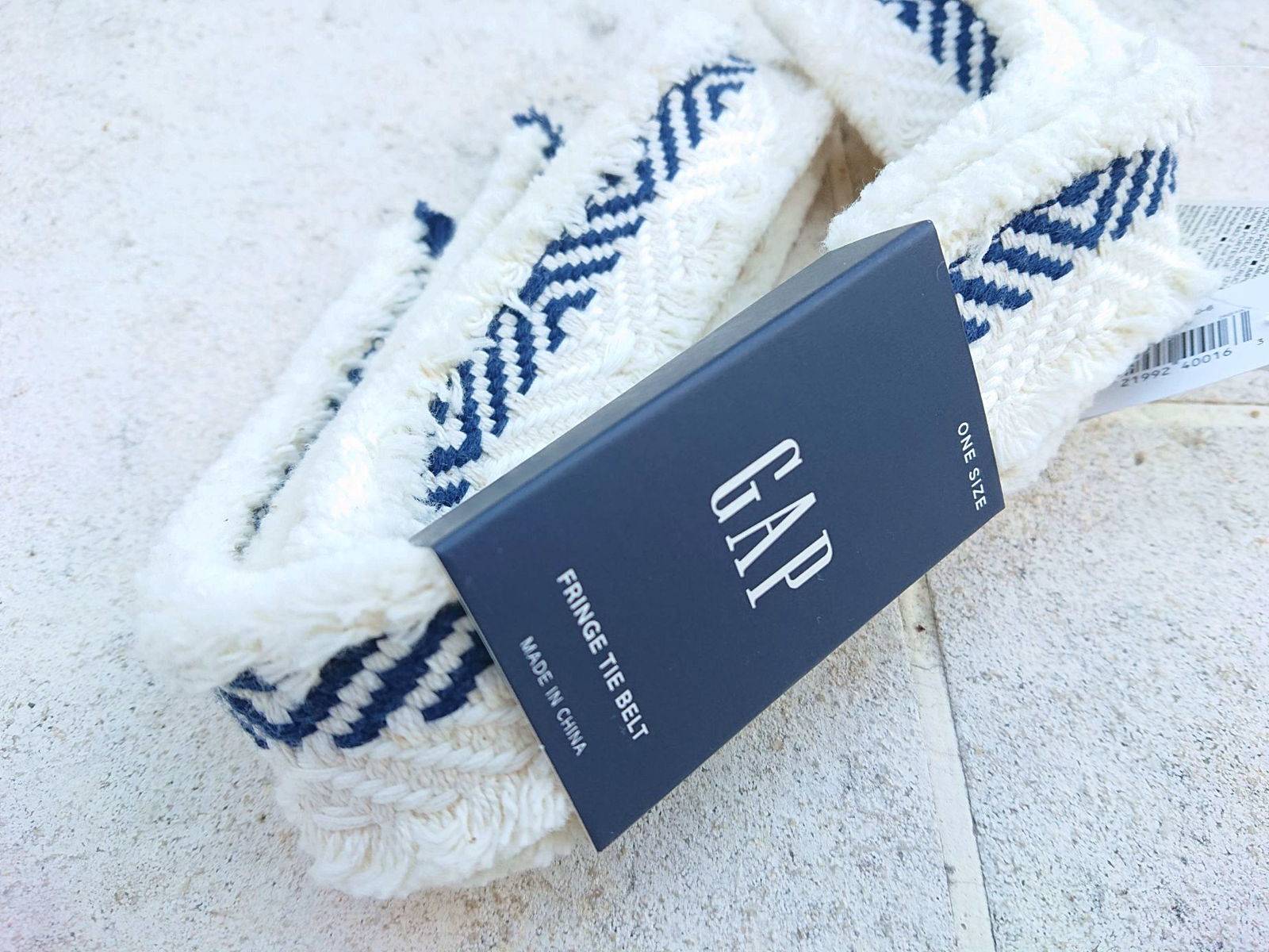 Ceinture coton blanche et bleu Gap neuve