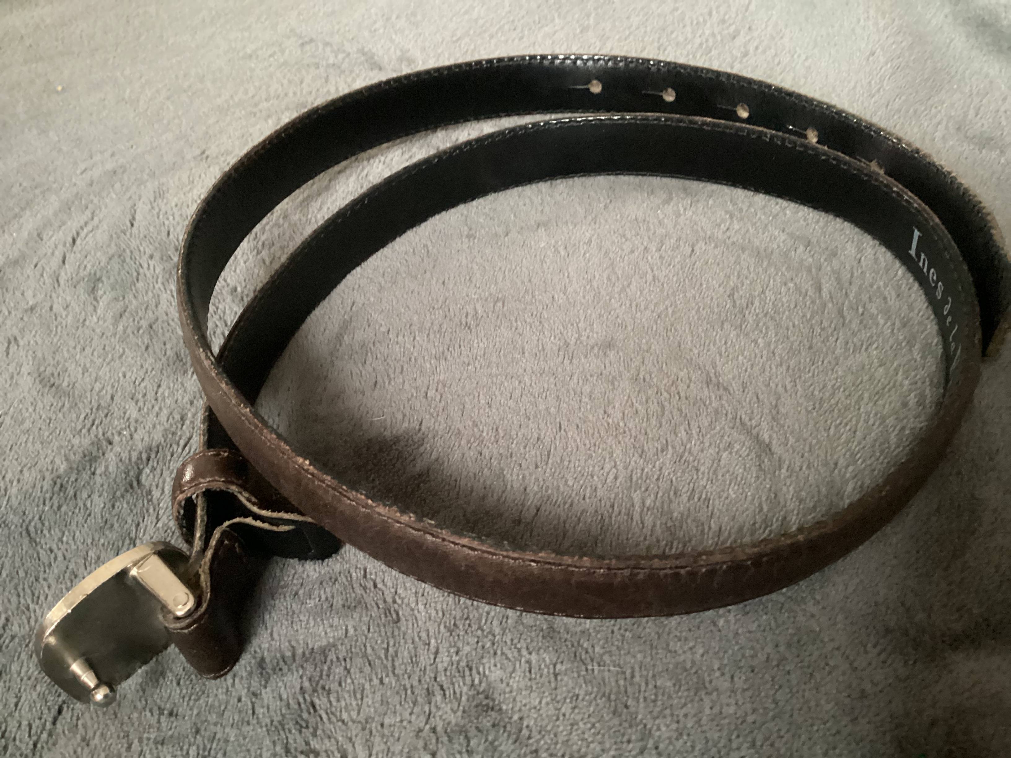 Ceinture cuir brun Ines de la Fressange