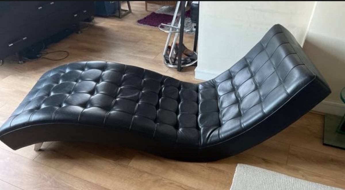 Méridienne cuir noir pleine fleur Stressless