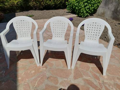 Lot de 3 chaises jardin blanche