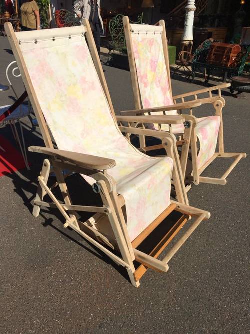 Vends chaises longues transat de paquebot 1920