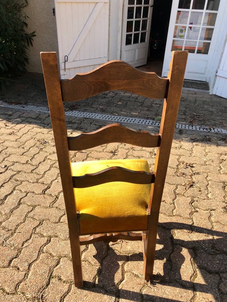 6 chaises en bois et velours