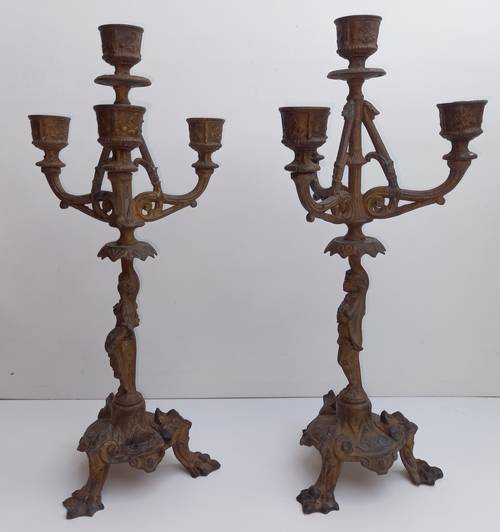 Vends chandeliers en régule - paire de personnages Louis XV