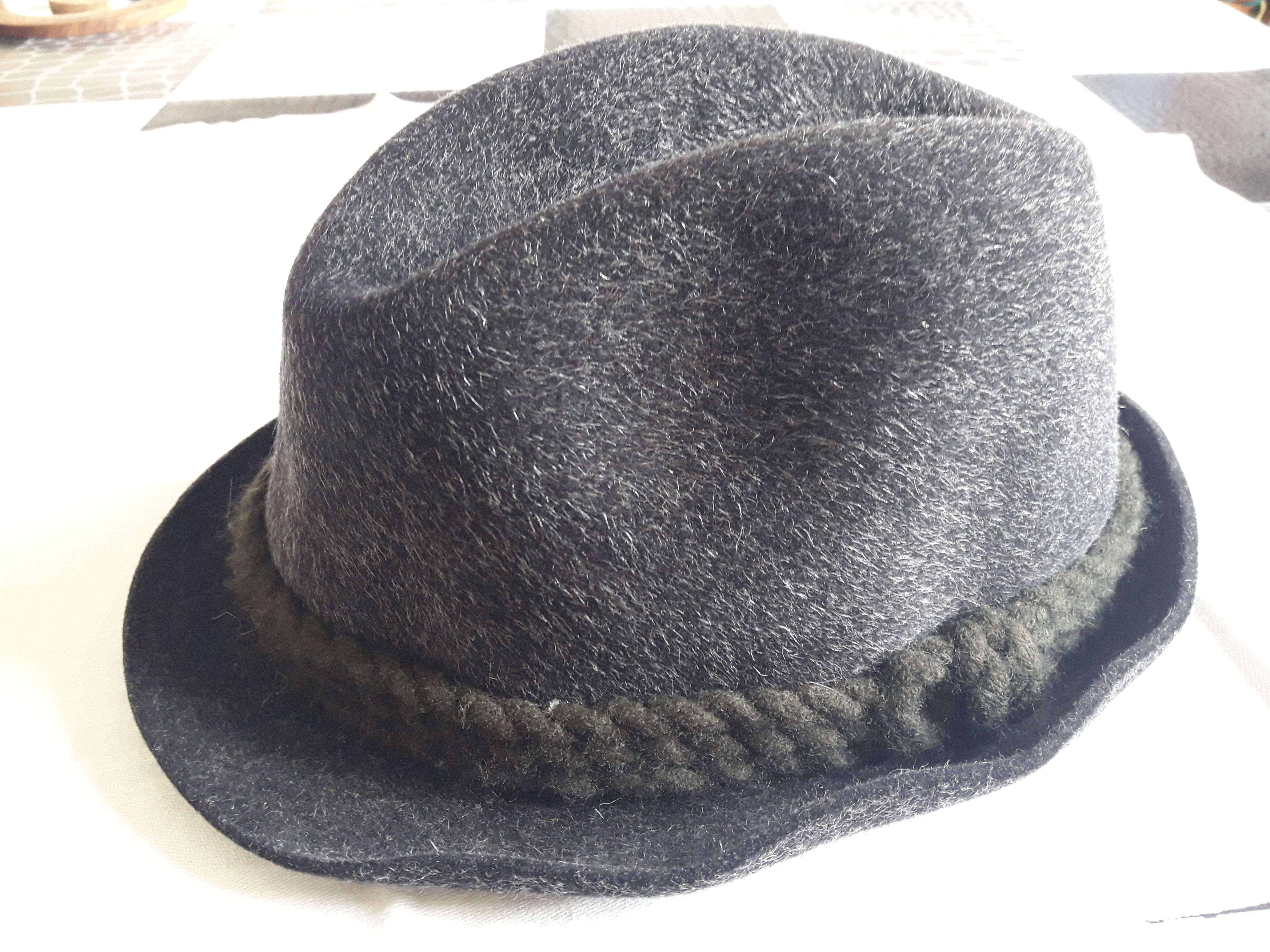Chapeau feutre gris anthracite avec double cordelette de Angiolo Frasconi