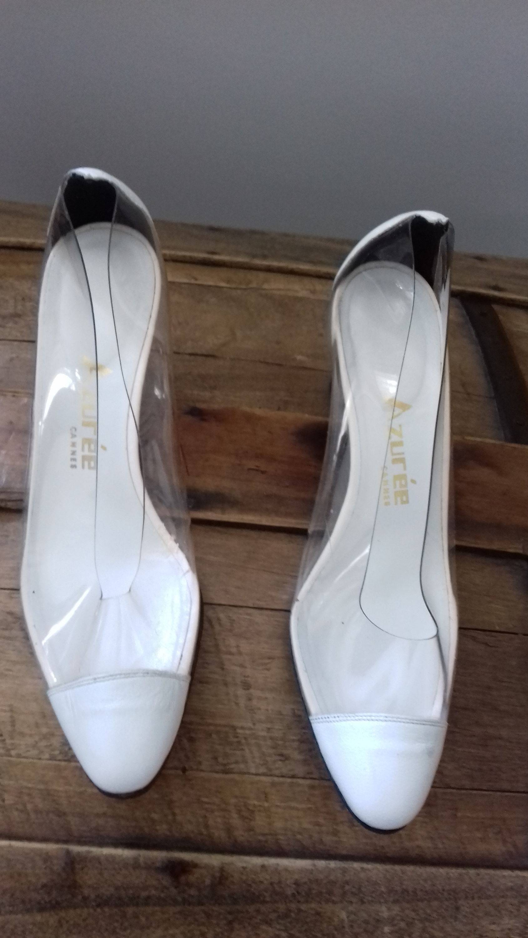 Chaussures azurée Cannes transparente et blanche 35.5