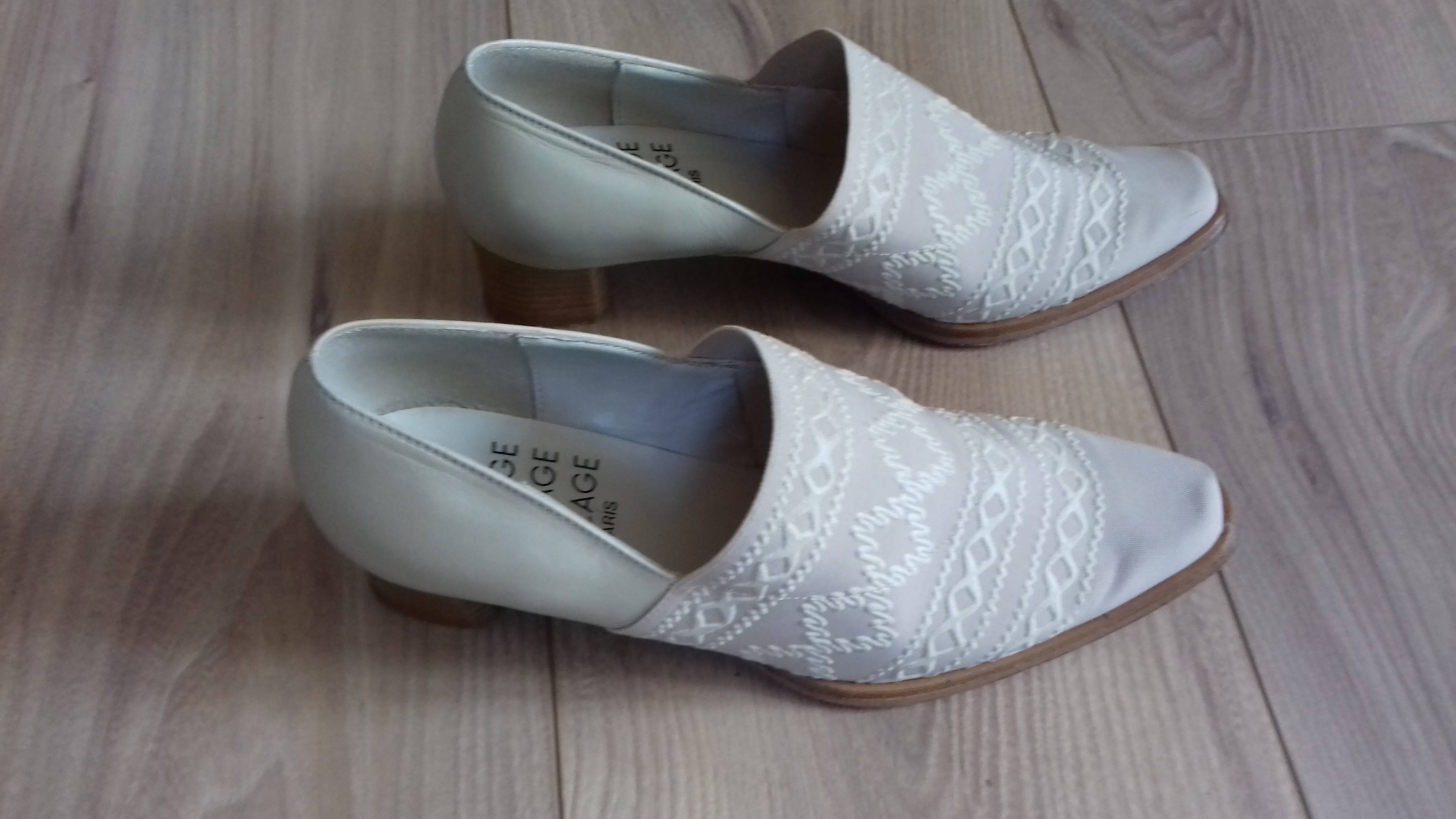 Chaussures Bocage cuir et tissu beige pointure 36.5