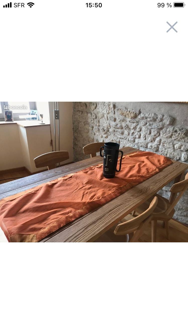 Vends chemin de table en lin corail et or, neuf