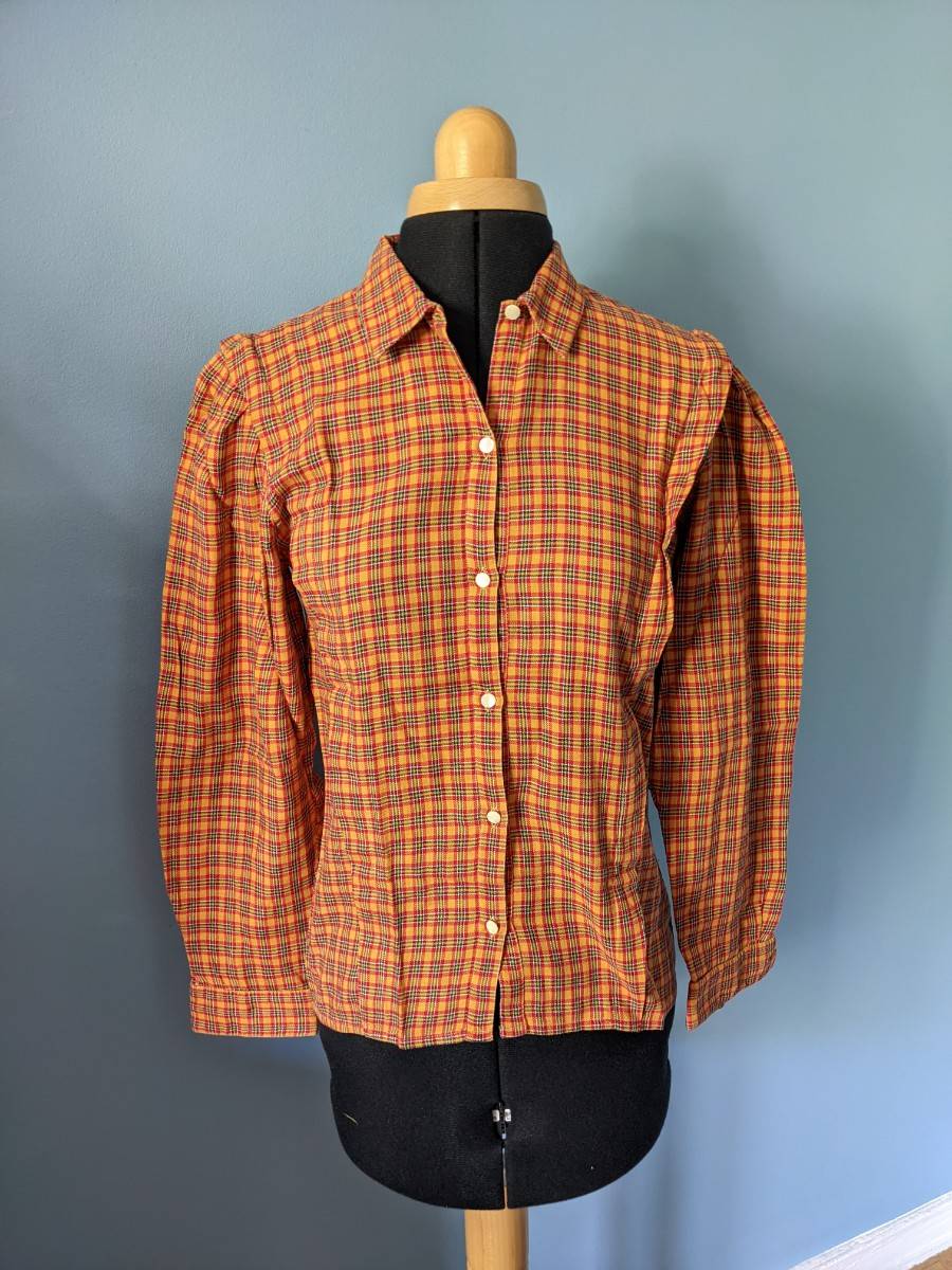 Chemise Cacharel vintage T36 Orange et rouge à carreaux