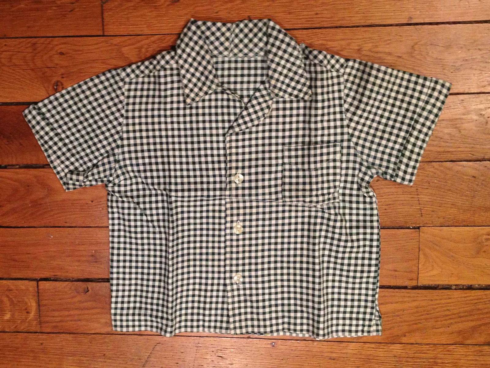 Chemise à carreaux noirs & blancs vintage (années 60) - enfant 6 ans