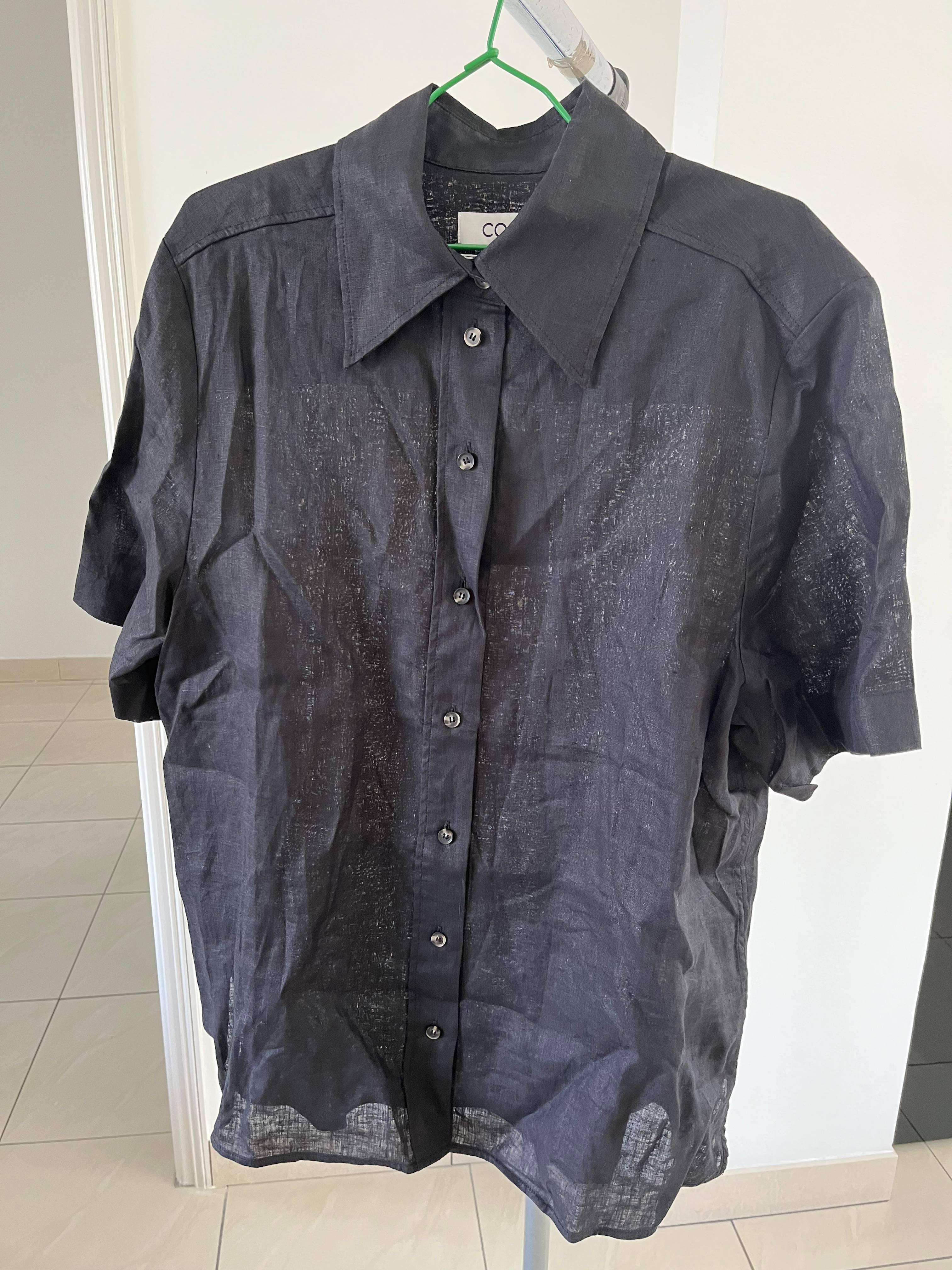 Neuf - Chemise noire en lin COS manches courtes Taille 42