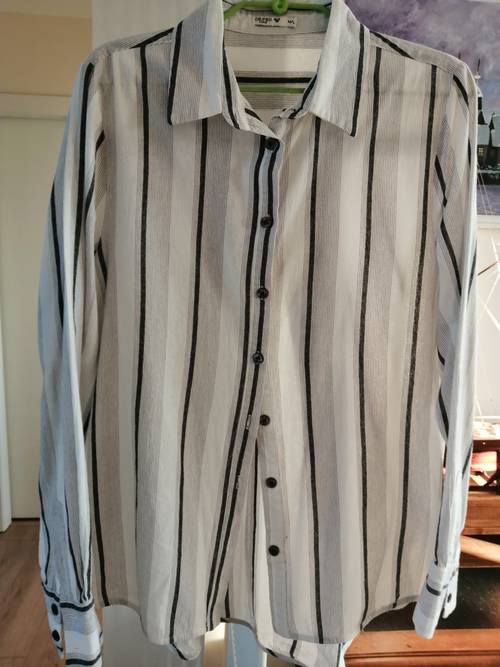 Chemise rayée blanche et grise - Taille L