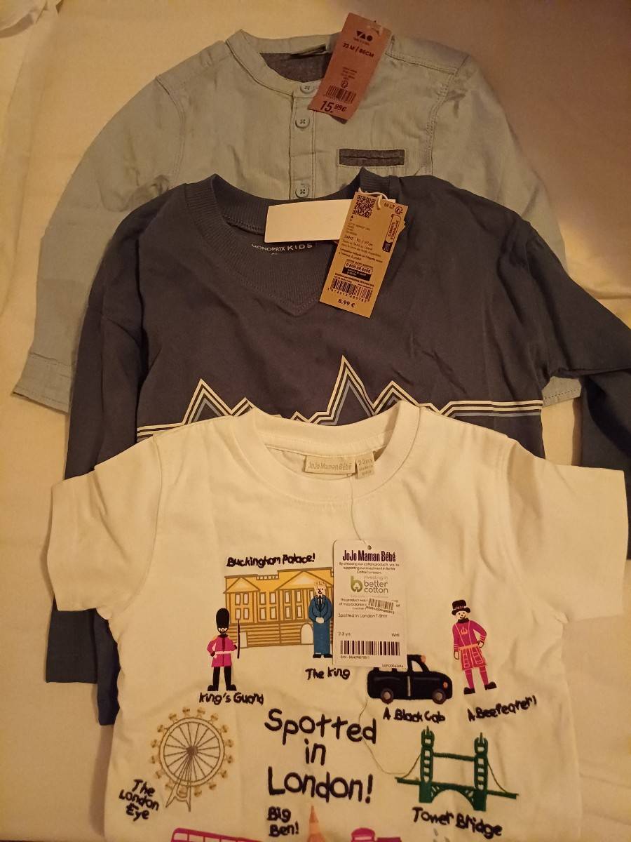 Vends chemise et deux tee-shirts neufs - Taille 2 ans