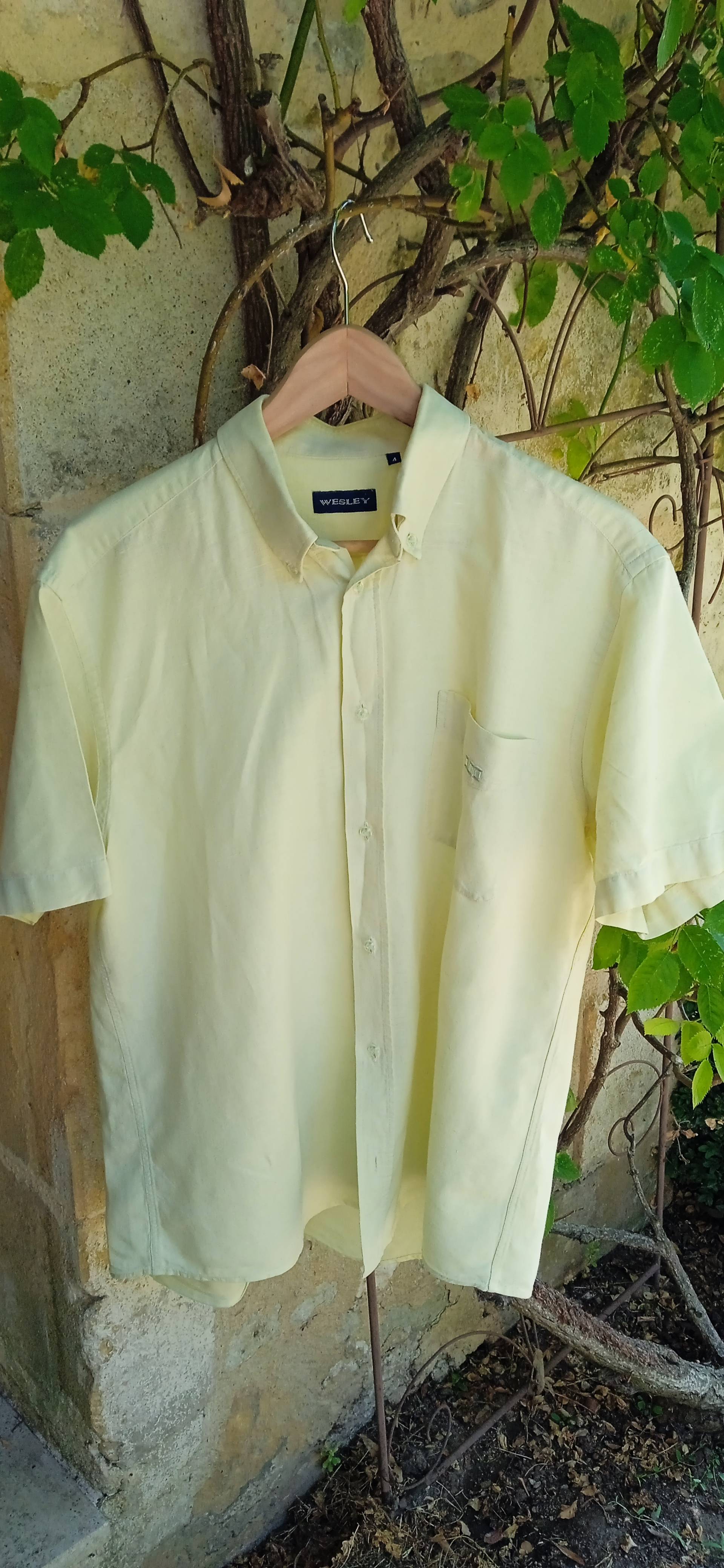 Chemisette vert anis en lin. WesleyTaille 4(l) - Taille L