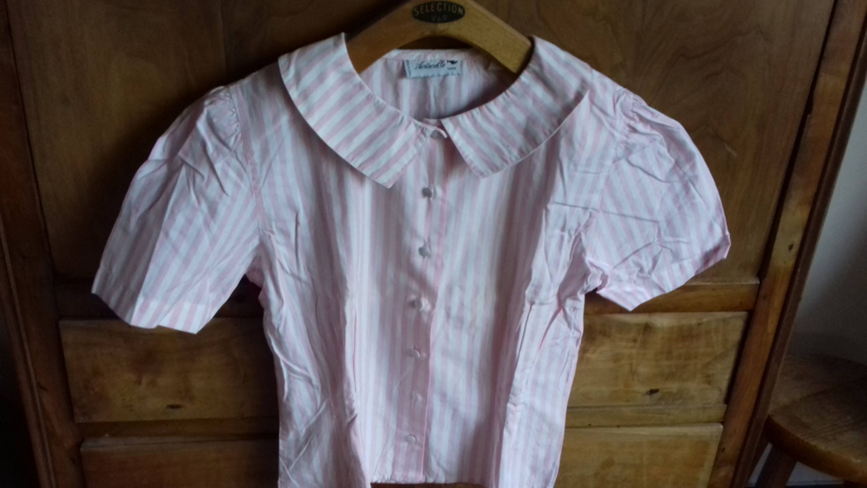 Chemisier rayé rose et blanc coton Antonelle Paris 38