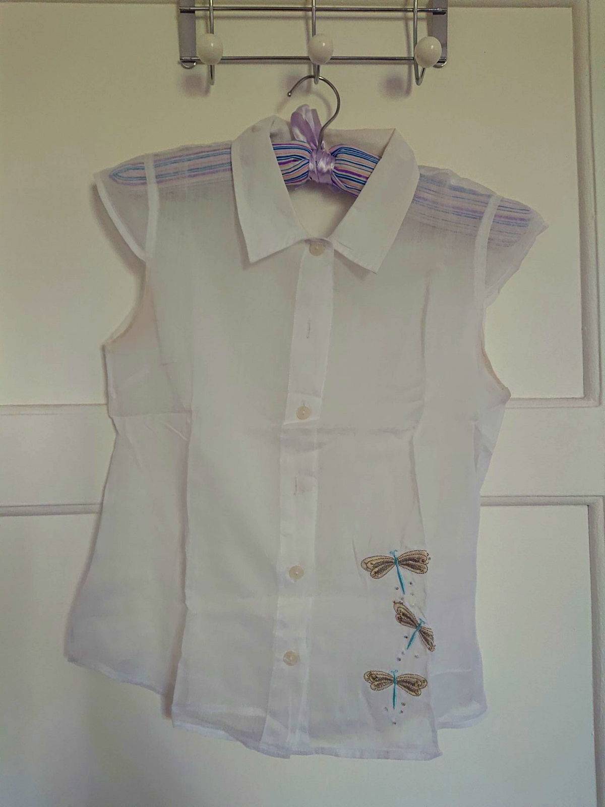 Chemisier blanc motifs libellules