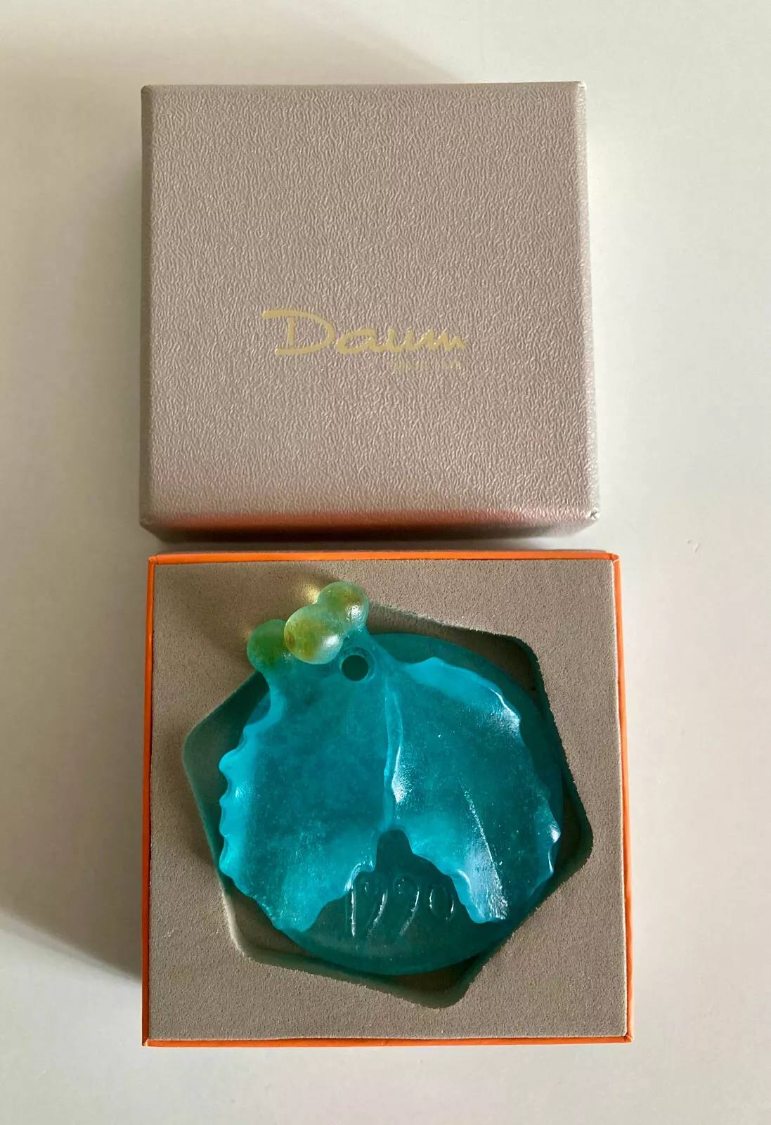 Vends médaillon pendentif en pâte de verre houx Noël Daum vintage 1990