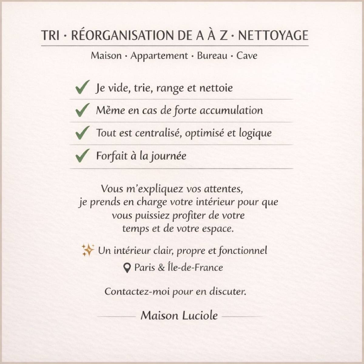 Propose Rangement, tri, débarras