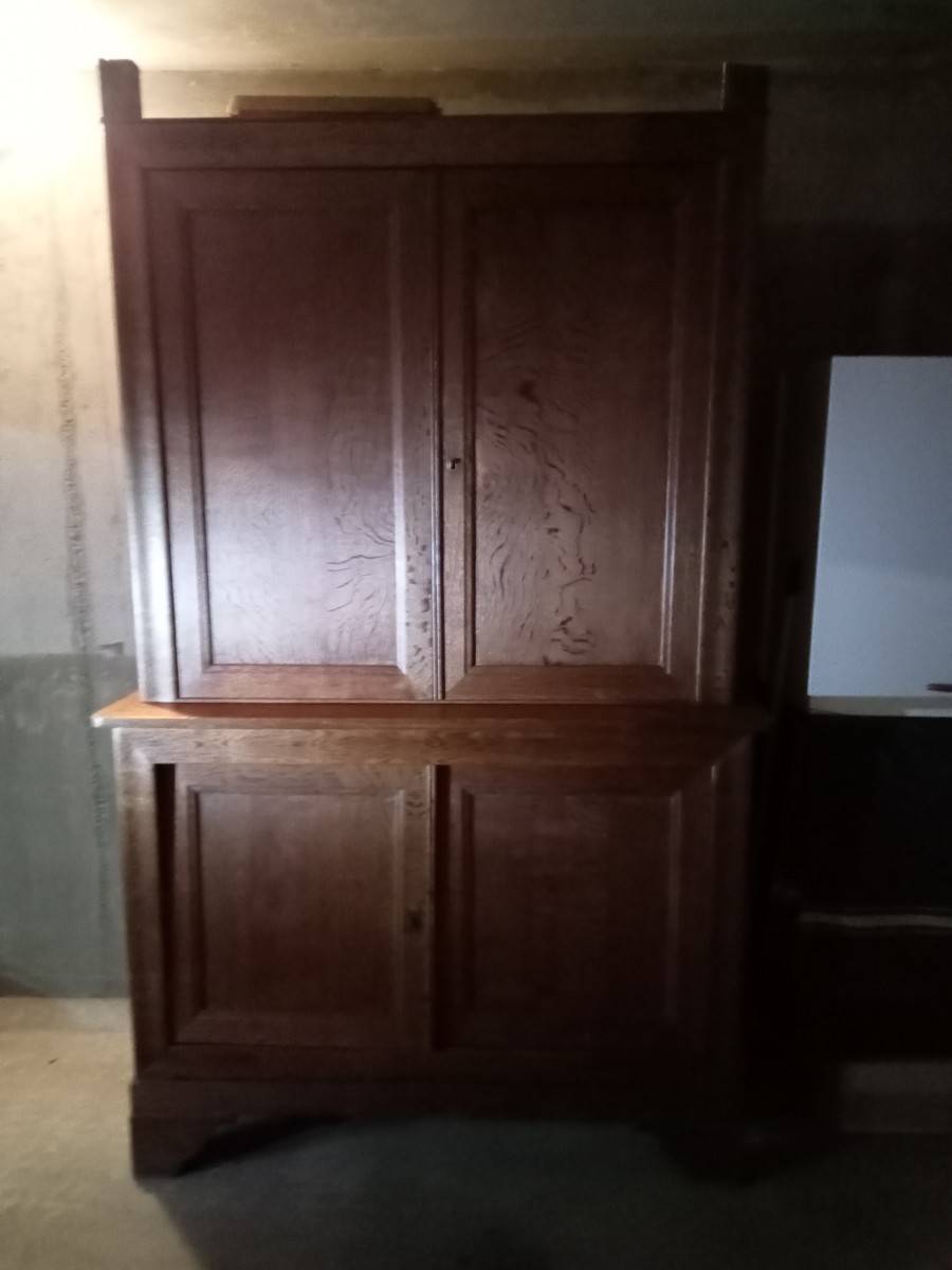 Lit Simple En Bois D'Époque (1900-1950) - Décapé Intégralement - Original