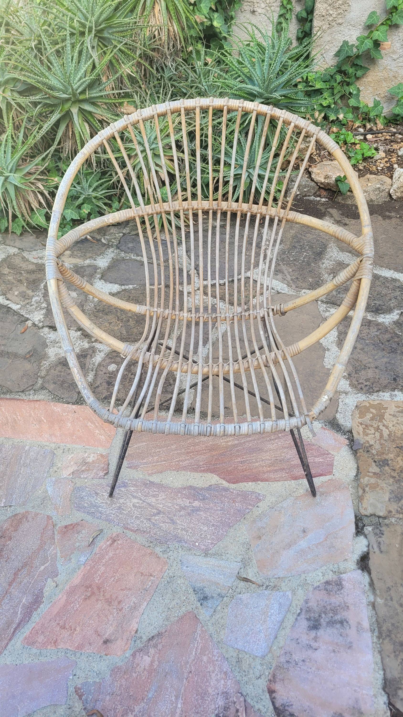 Vends fauteuil bambou et rotin authentique vintage années 70