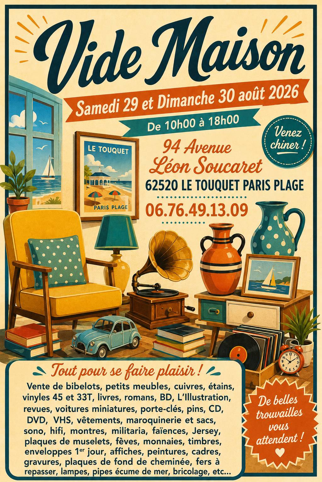 Propose vide-maison au Touquet, 29 et 30 août