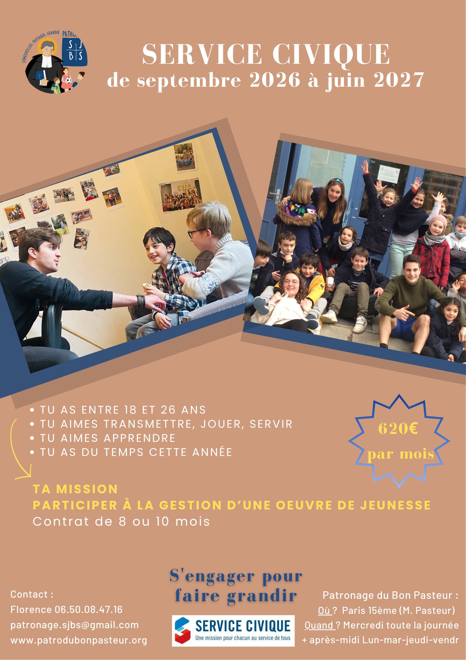 Recrute service civique pour animation auprès des enfants H/F