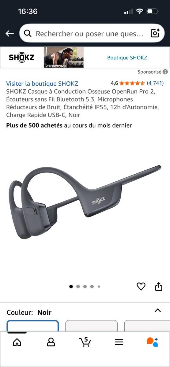 Casque à conduction osseuse Shokz open pro2