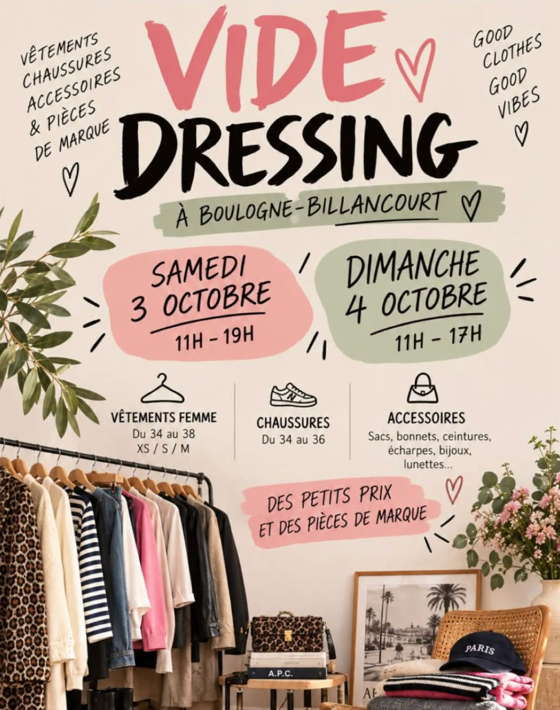 Propose vide dressing Boulogne-Billancourt  3 et 4 octobre