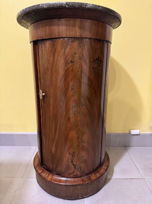 Somno Epoque Empire acajou flammé, marbre Sainte-Anne, gris moucheté d’origine