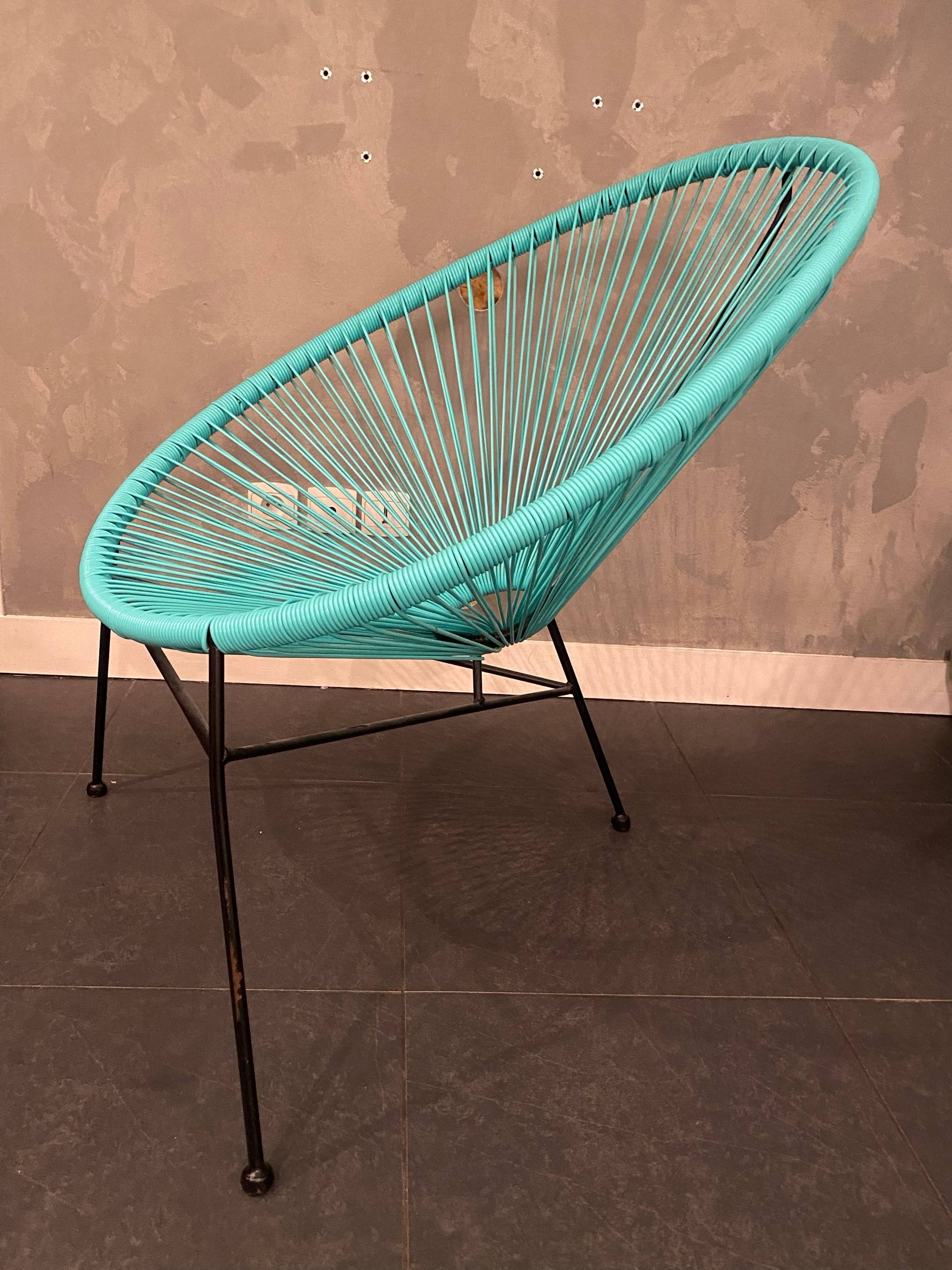 Vends fauteuil Acapulco design couleur vert d’eau