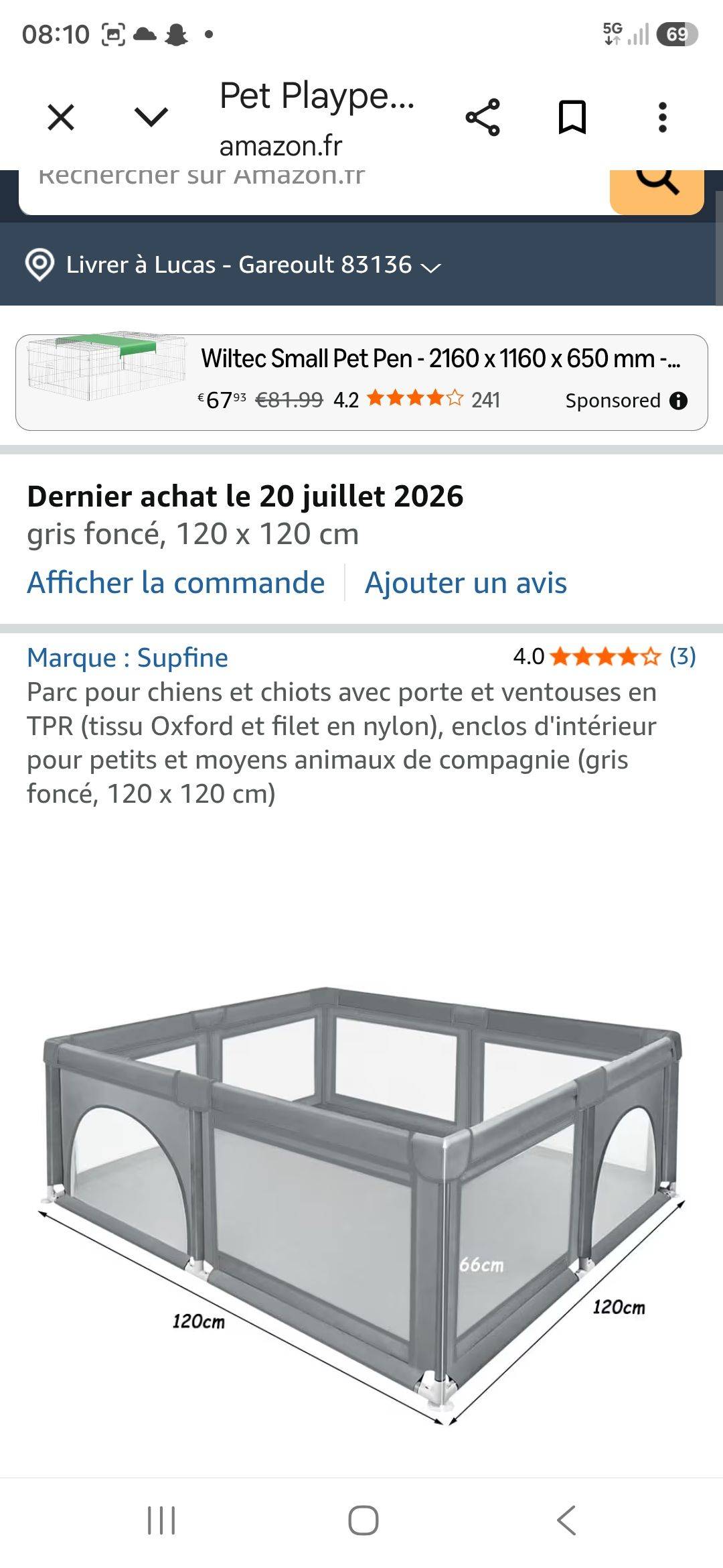 Vends parc à chien