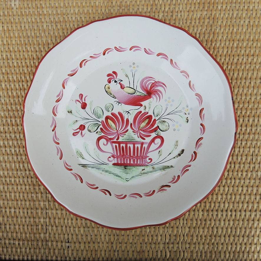 Ancienne Assiette St Clément 64 : Coq sur Panier