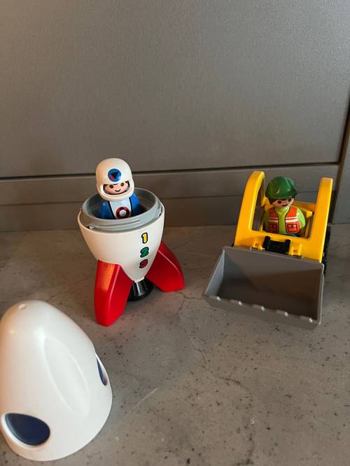 Lot playmobil 1 2 3 premier age fusée et tracteur
