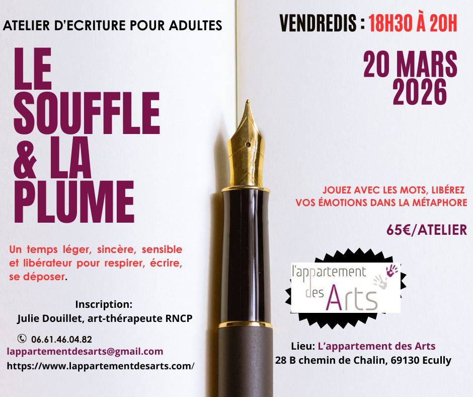 Propose Atelier d’écriture pour adultes sensibles - Vendredi 20 mars 2026 de 18h30 à 20h