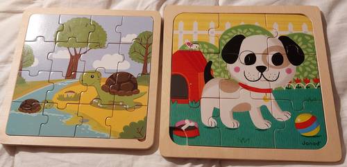 Lot de 2 Puzzles Bois Marque Janod et Play live