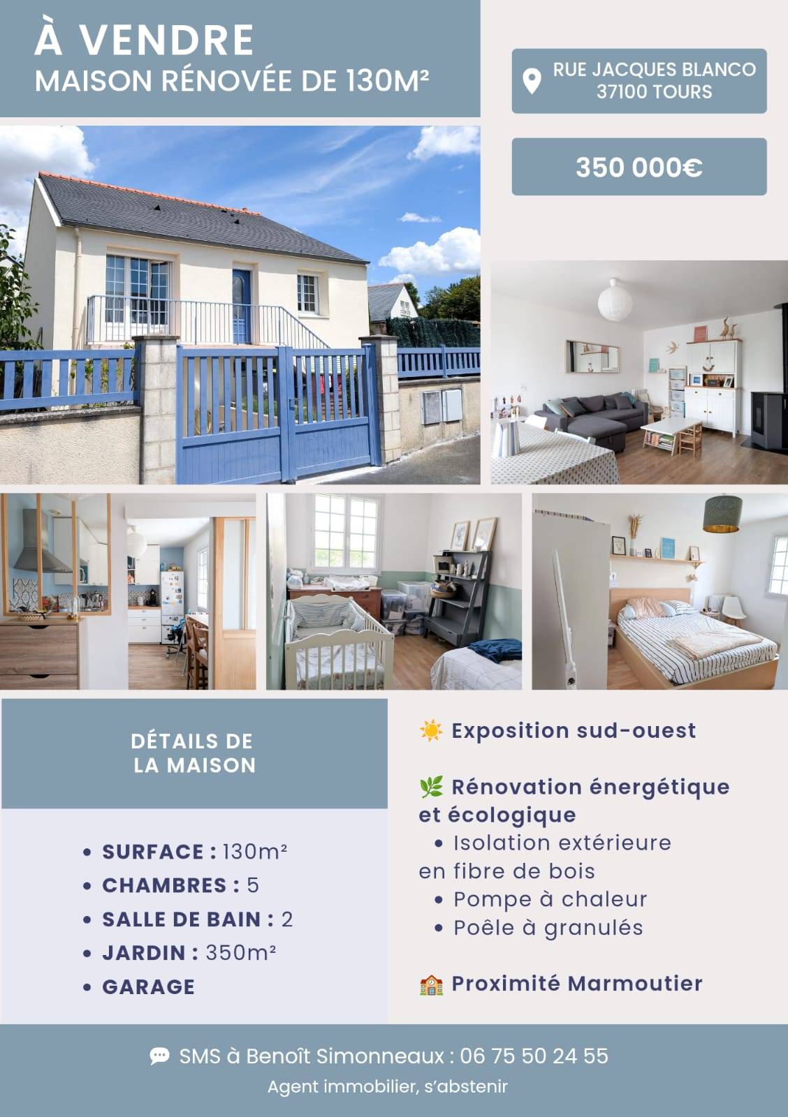 Maison 5 ch - Tours - entièrement rénovée