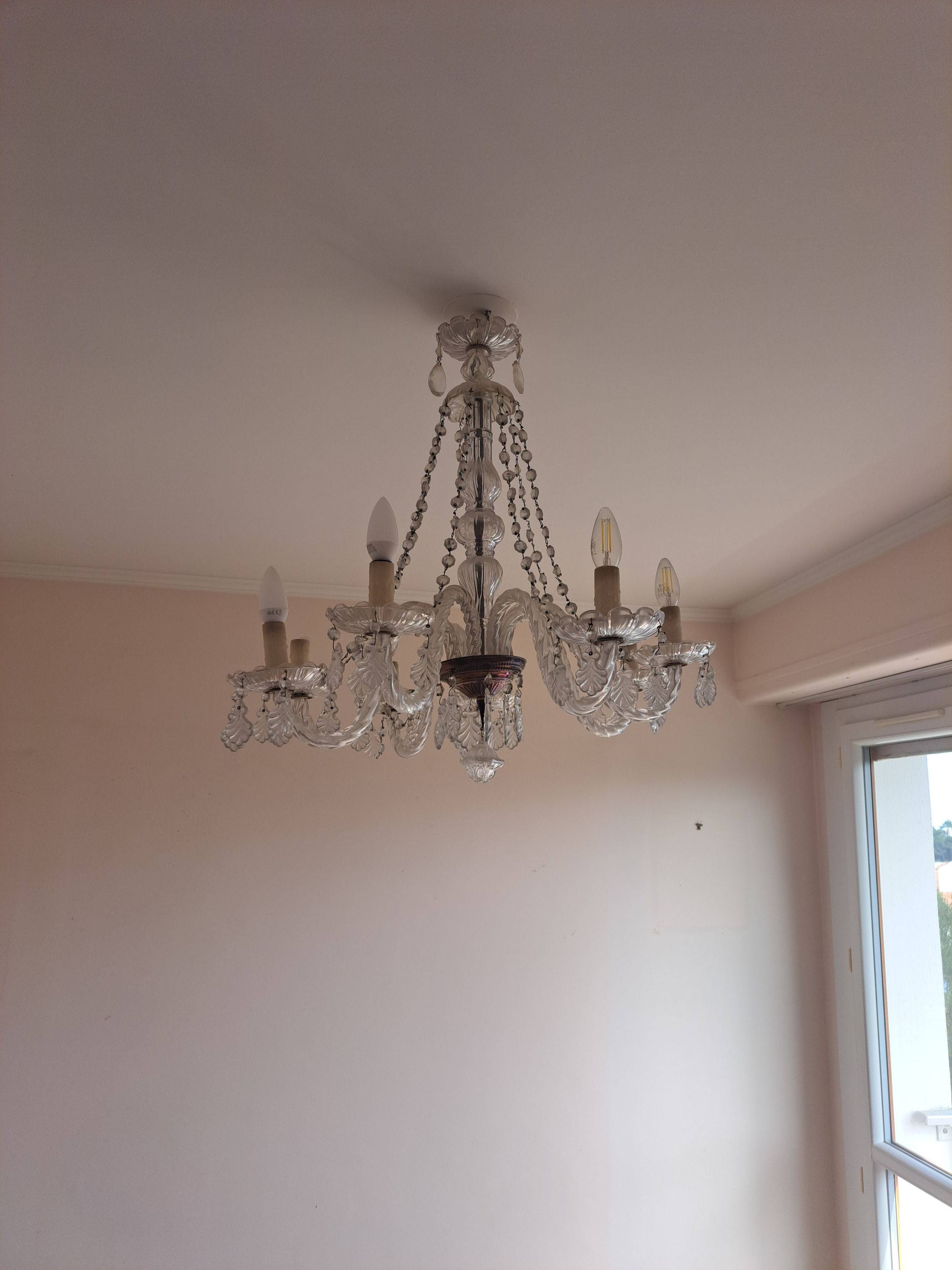 Vends lustre ancien en verre