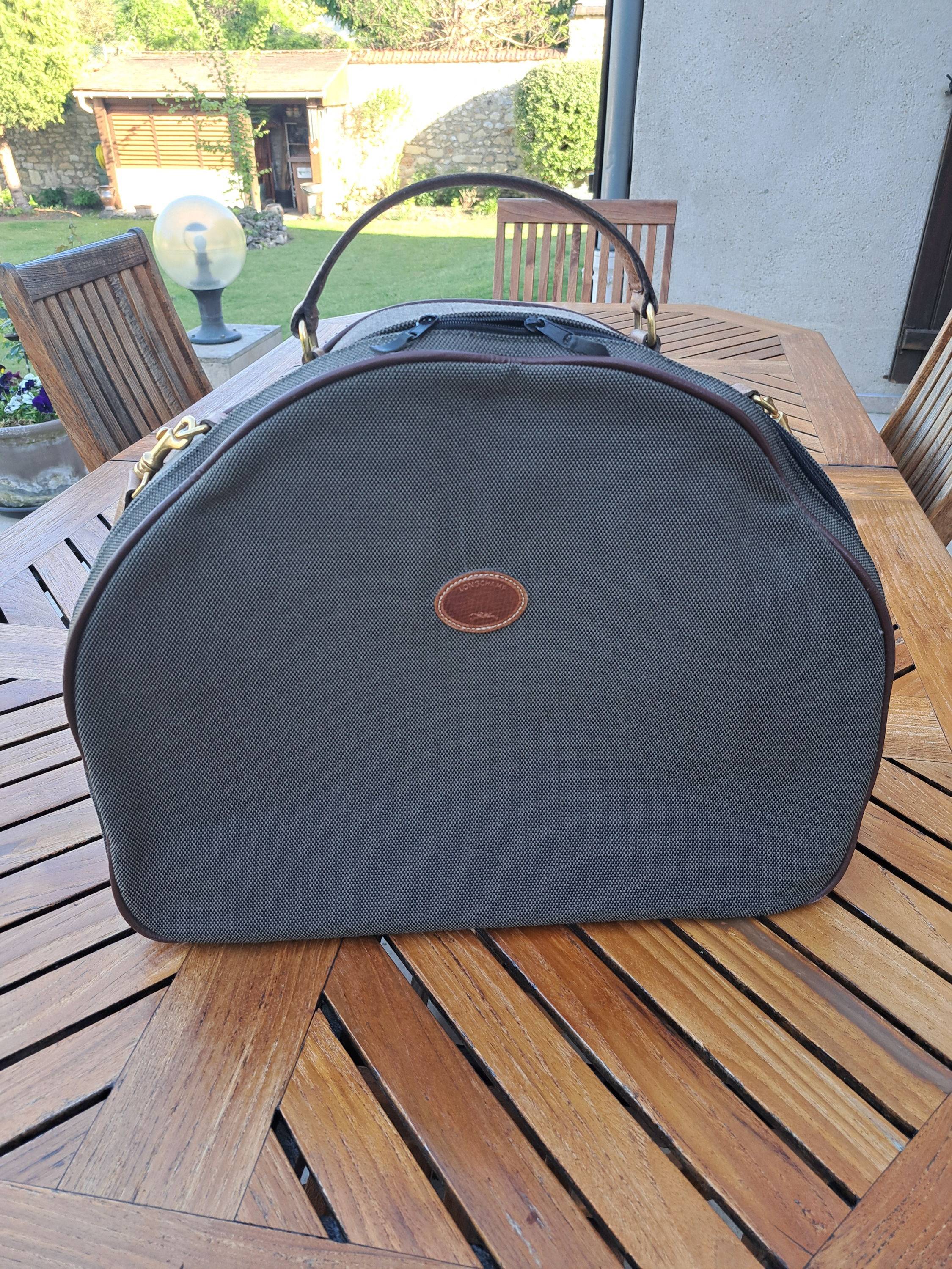 Vends sac de voyage Longchamp en toile kaki et cuir Boxford
