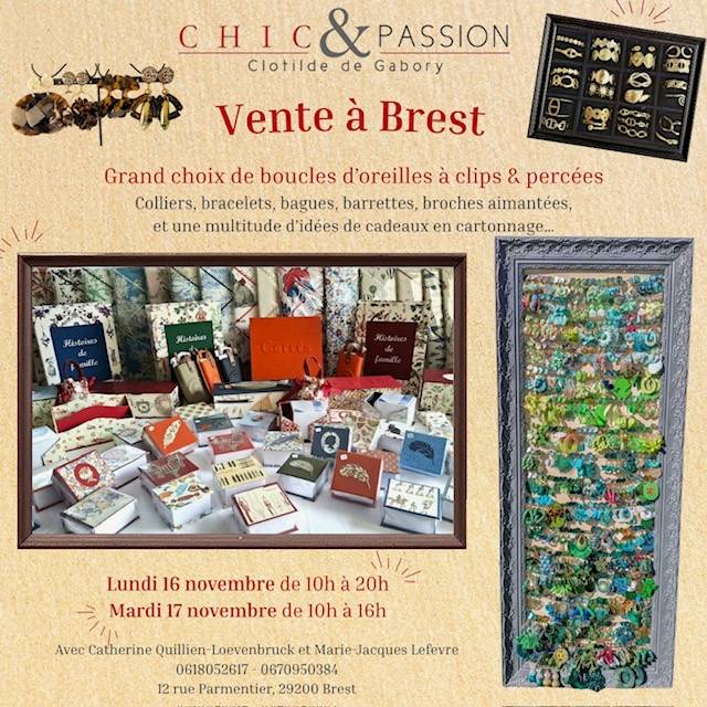 Propose bijoux et cartonnages à Brest les 16 et 17 novembre 2026