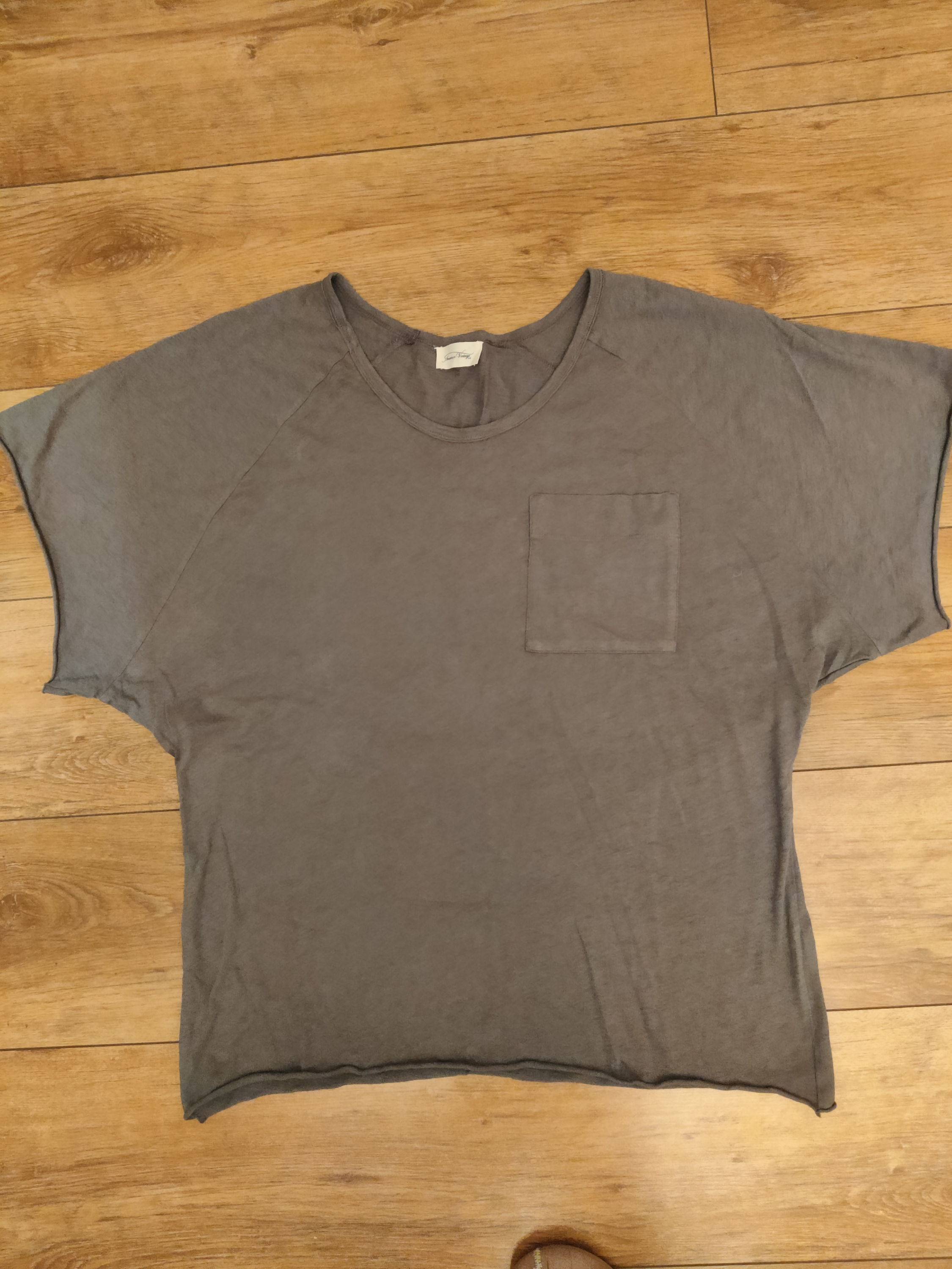 Tee shirt gris, larges manches : « American Vintage »