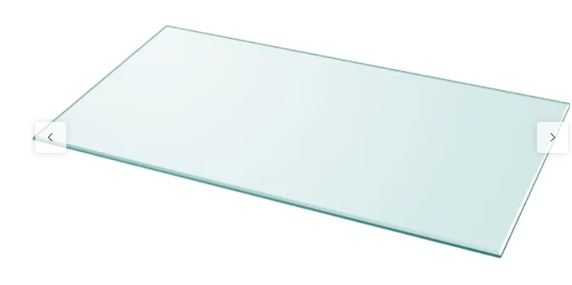 Bureau plateau en verre et rangements à tiroirs
