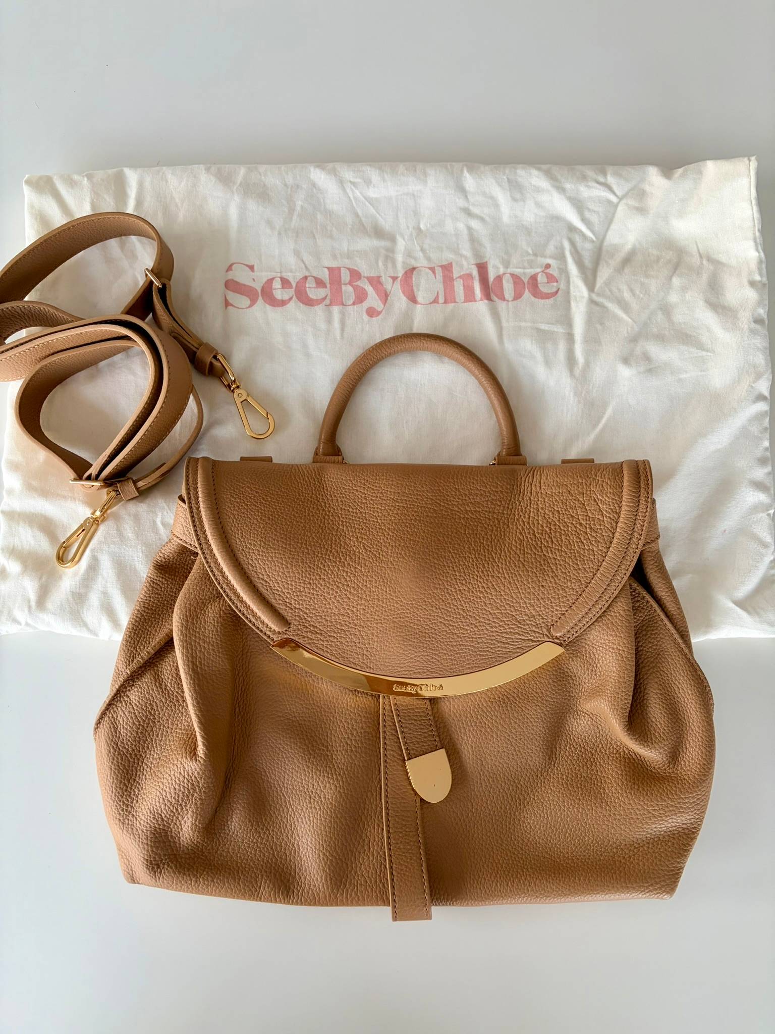Vends sac à main Lizzie en cuir camel - See by Chloé - très bon état