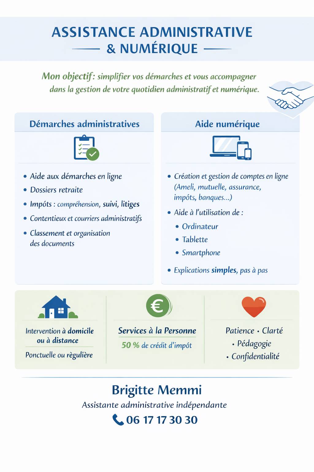 Assistante administrative propose accompagnement aux outils numériques, ordinateur-smartphone