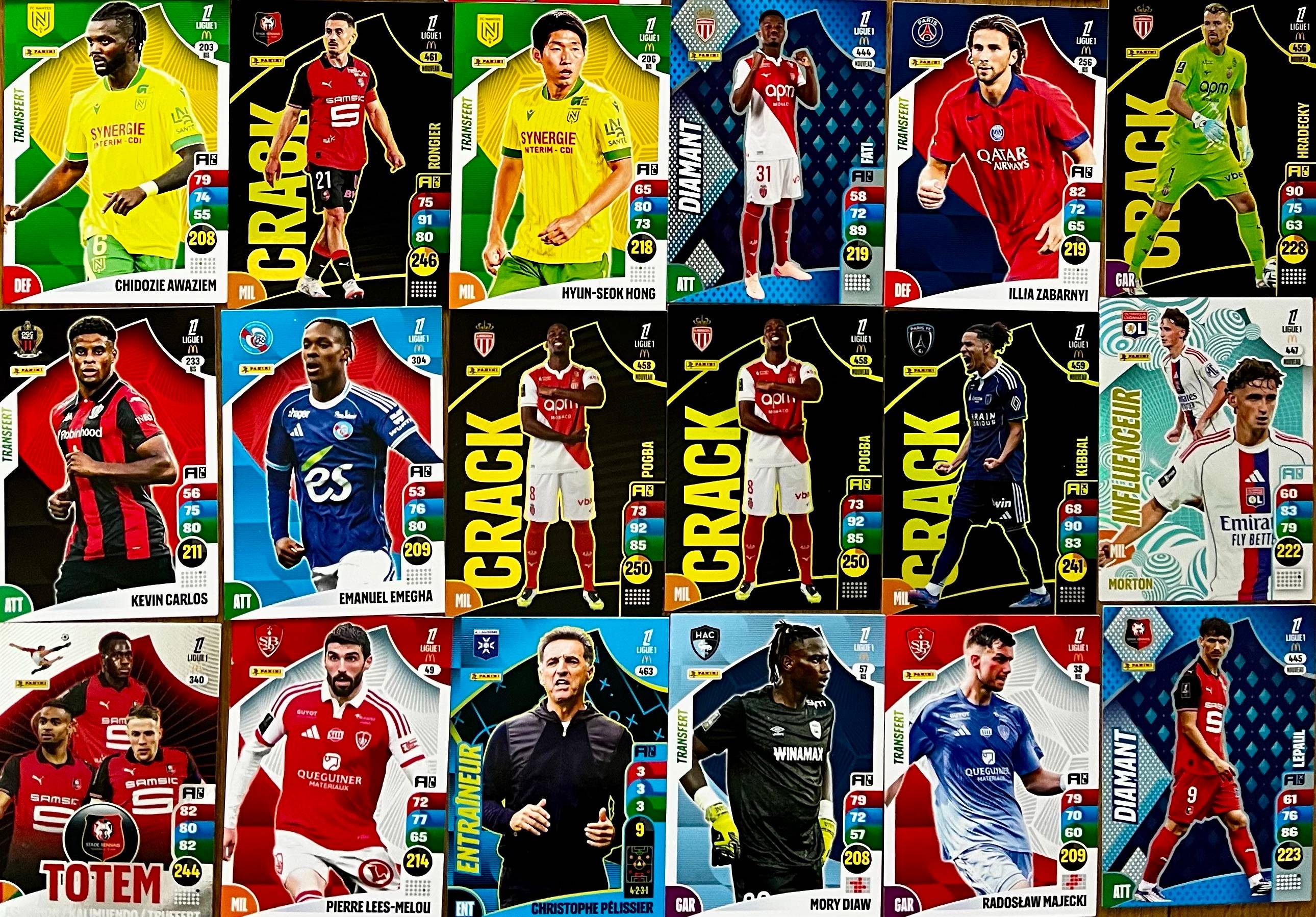 Vends lot de 216 cartes Adrenalyn Ligue 1 2025-2026