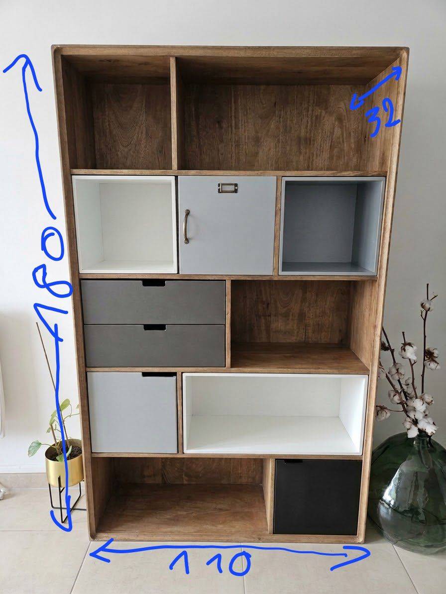 Vends bibliothèque Maisons du Monde en manguier