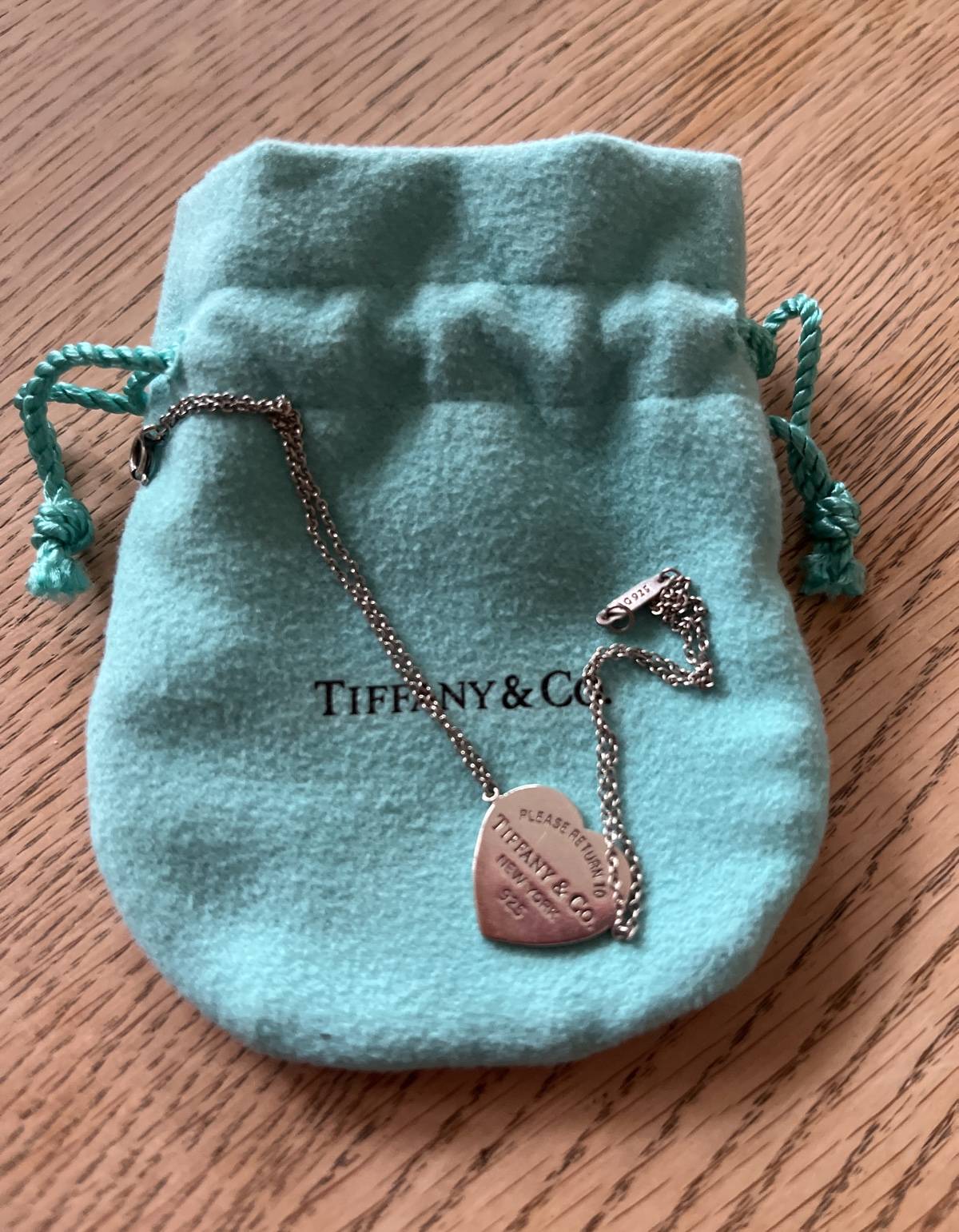 Vends cœur en argent Tiffany double chaîne