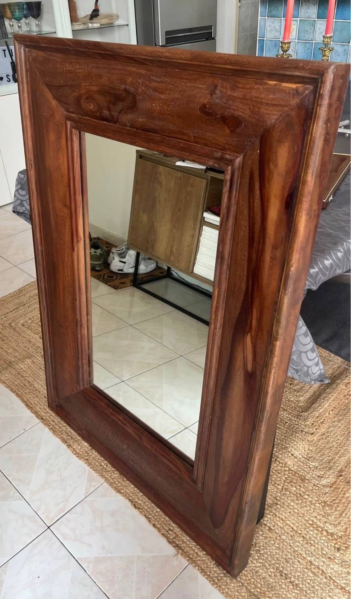 Vends Très grand miroir bois massif 110x80cm parfait état