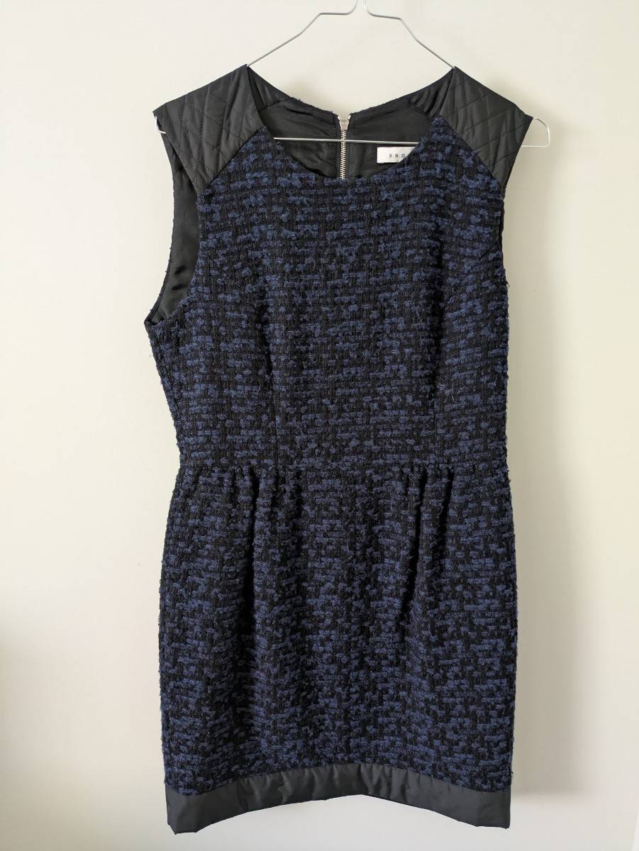 Vends robe Sandro Tweed bleu et noir - Taille S